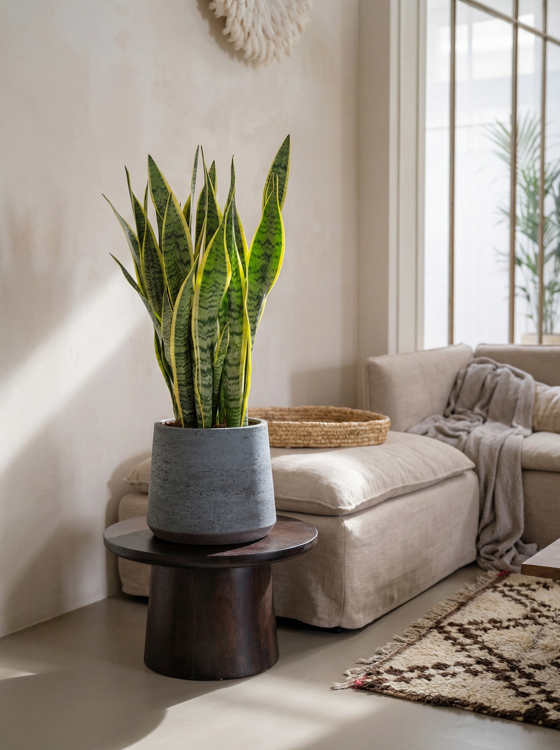 Sansevieria Trifasciata Laurentii vrouwentong 40–85 cm in mat keramische pot