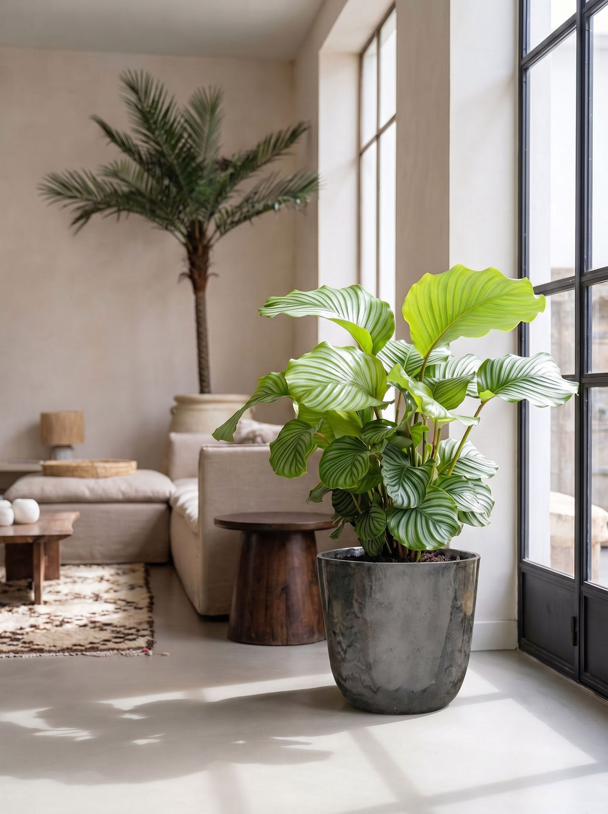 Calathea Orbifolia in Palermo Marble Grijs