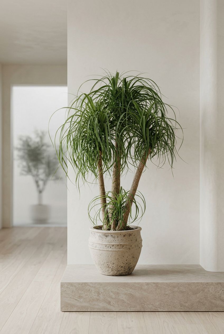 beaucarnea multi stam in minimalistisch interieur - Plantelier