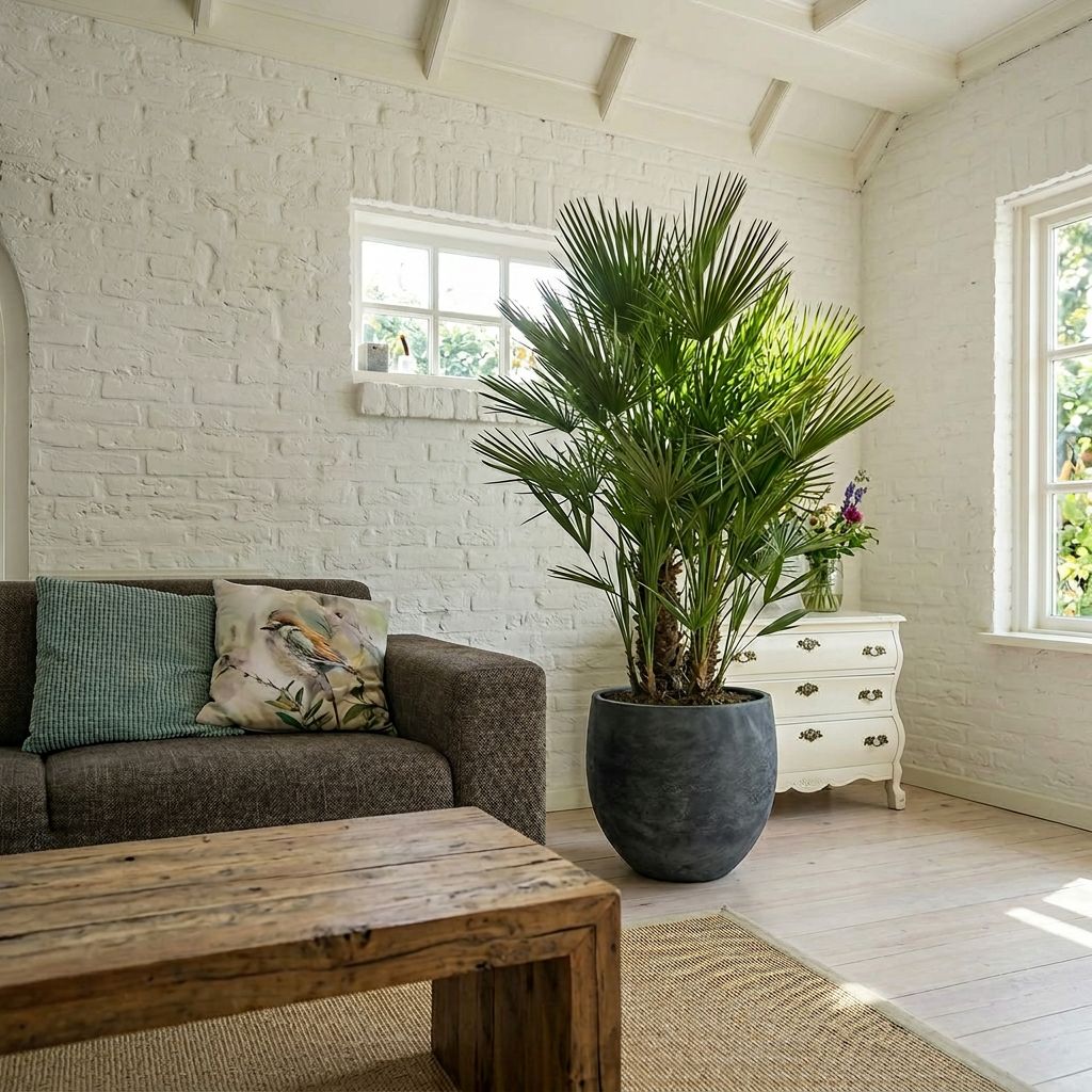 Chamaerops Humilis multi stam in mediterraans interieur