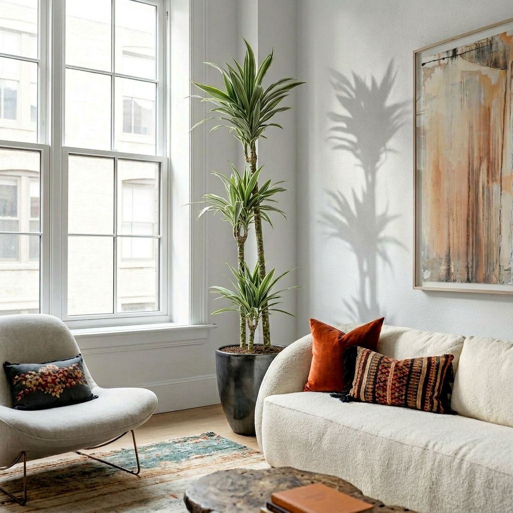 Dracaena Deremensis White Stripe in een warm minimalistisch interieur