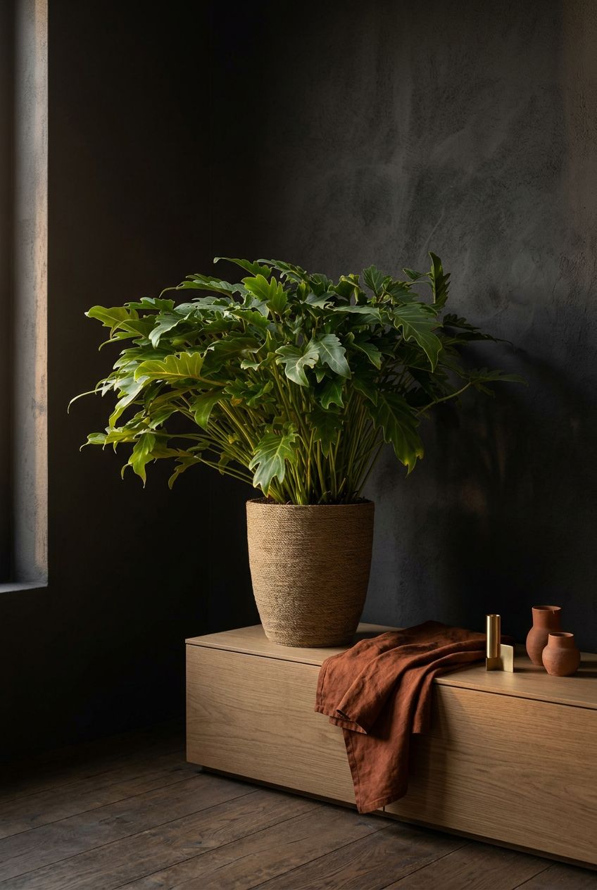 philodendron xanadu in donker interieur - Plantelier
