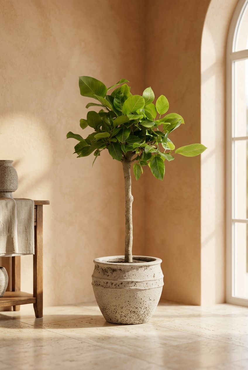 ficus altissimo variegata in mediterraan interieur - Plantelier
